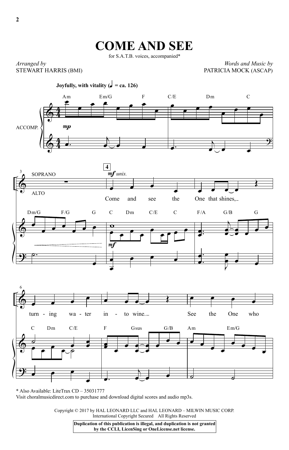 Stewart Harris Come And See sheet music notes and chords. Download Printable PDF.