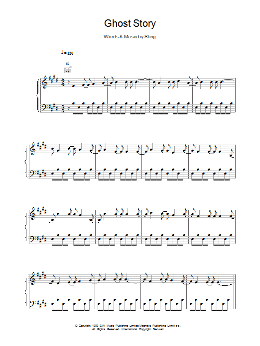 Learn to play Sting Ghost Story sheet music for Piano, Vocal & Guitar in minutes. Sting Ghost Story sheet music notes and chords. Download Printable PDF.