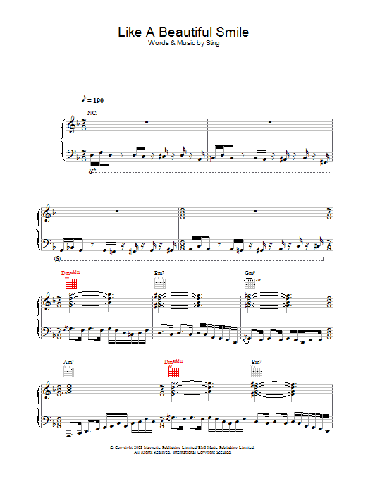 Learn to play Sting Like A Beautiful Smile sheet music for Lead Sheet / Fake Book in minutes. Sting Like A Beautiful Smile sheet music notes and chords. Download Printable PDF.