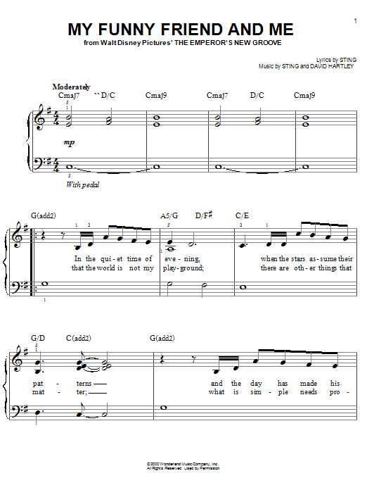 Sting My Funny Friend And Me (from The Emperor's New Groove) sheet music notes and chords. Download Printable PDF.