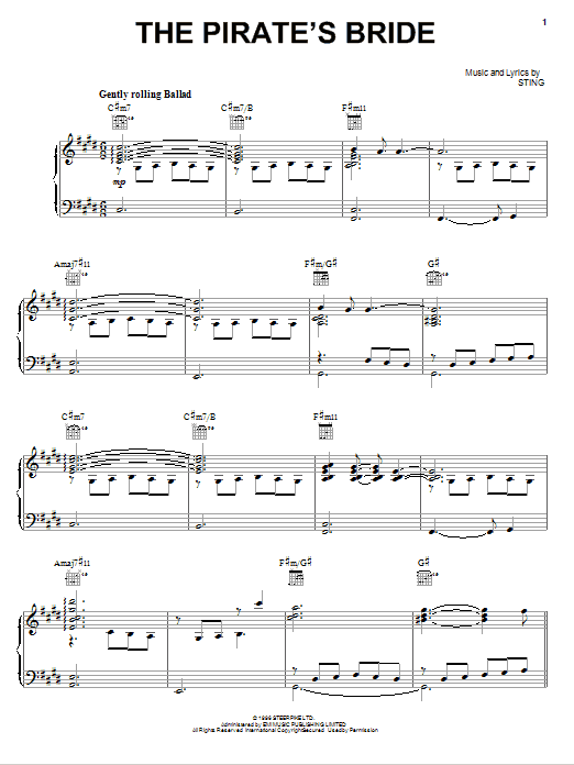 Sting The Pirates Bride sheet music notes and chords. Download Printable PDF.