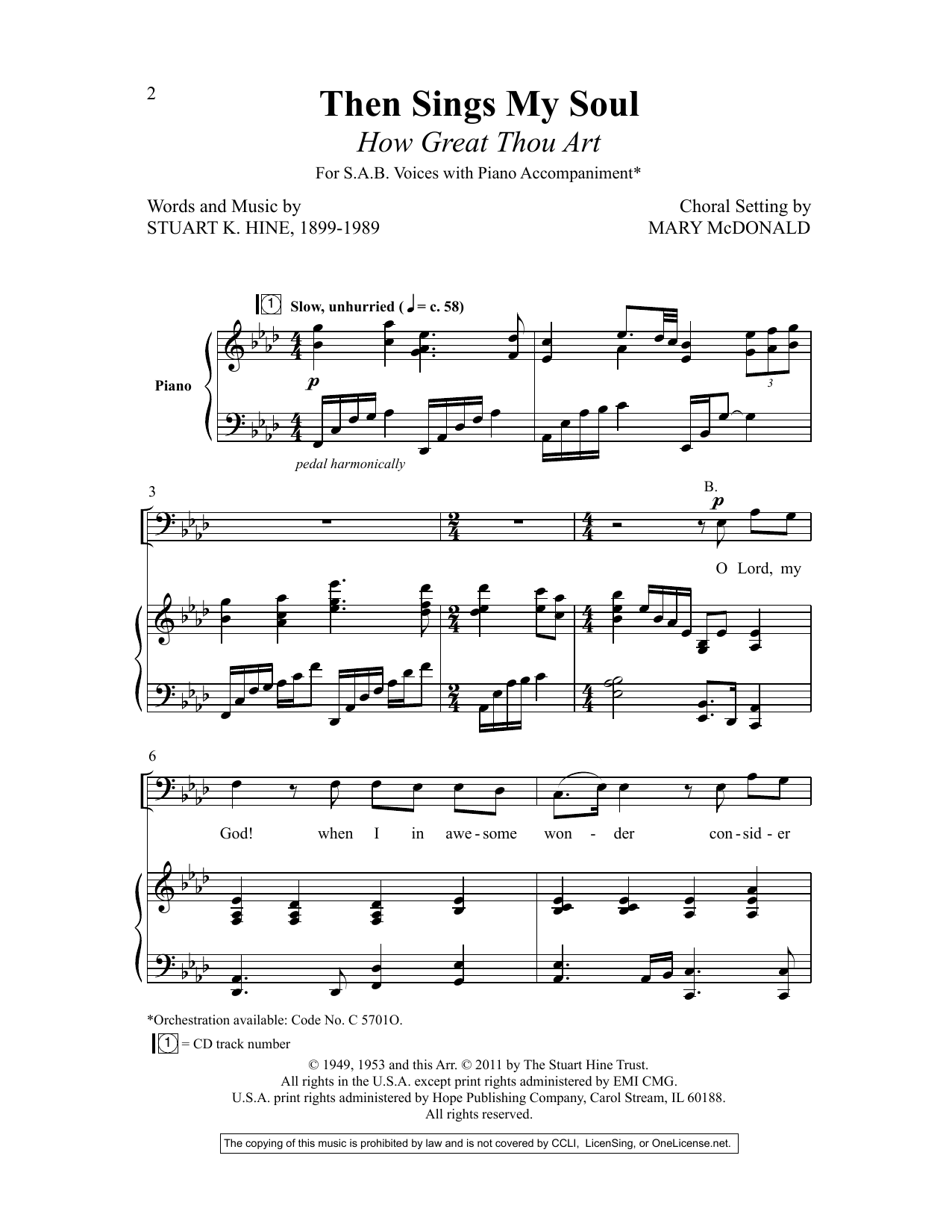 Stuart K. Hine Then Sings My Soul (How Great Thou Art) (arr. Mary McDonald) sheet music notes and chords. Download Printable PDF.