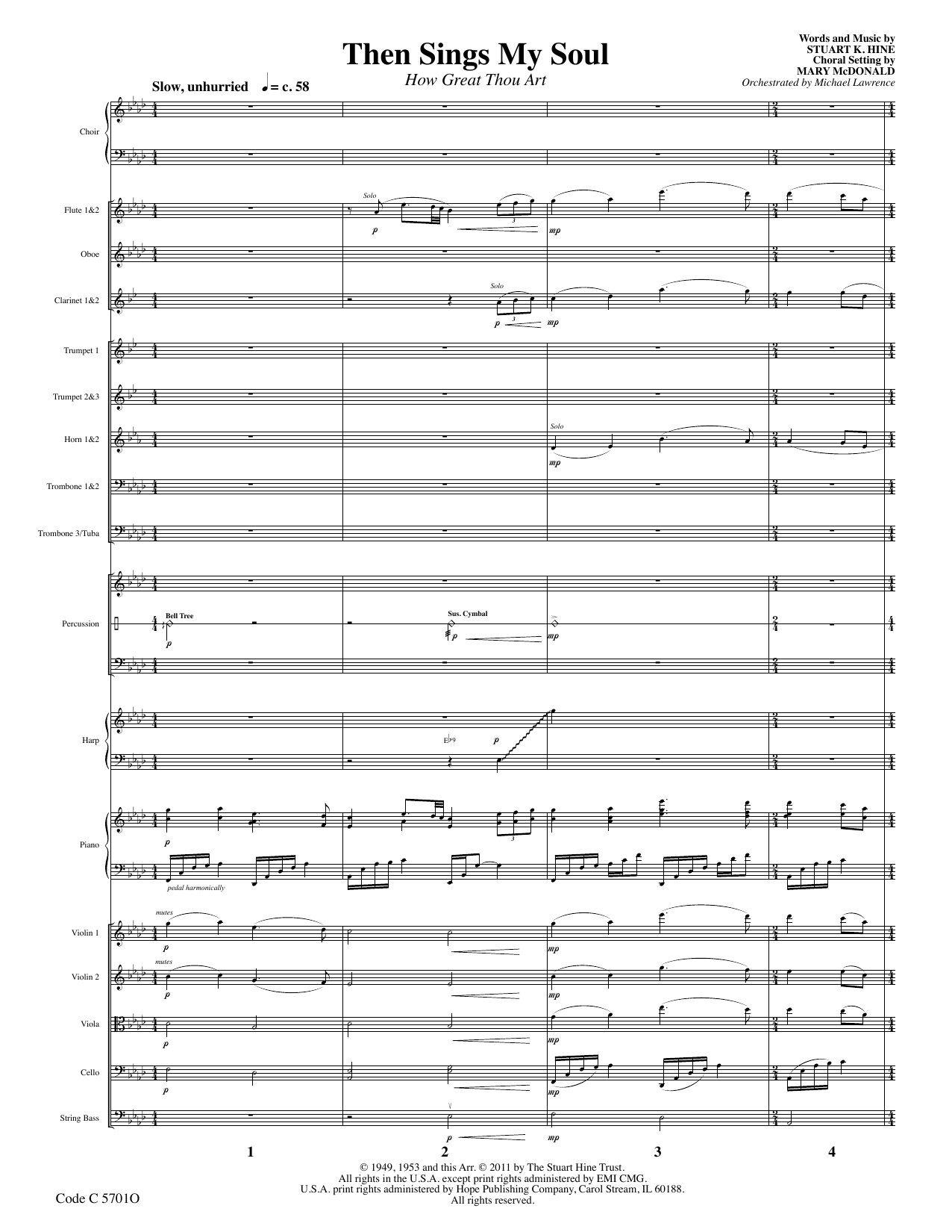 Learn to play Stuart K. Hine Then Sings My Soul (How Great Thou Art) - Full Score sheet music for Choir Instrumental Pak in minutes. Price: 69.9900$ Stuart K. Hine Then Sings My Soul (How Great Thou Art) - Full Score sheet music notes and chords arranged for Choir Instrumental Pak