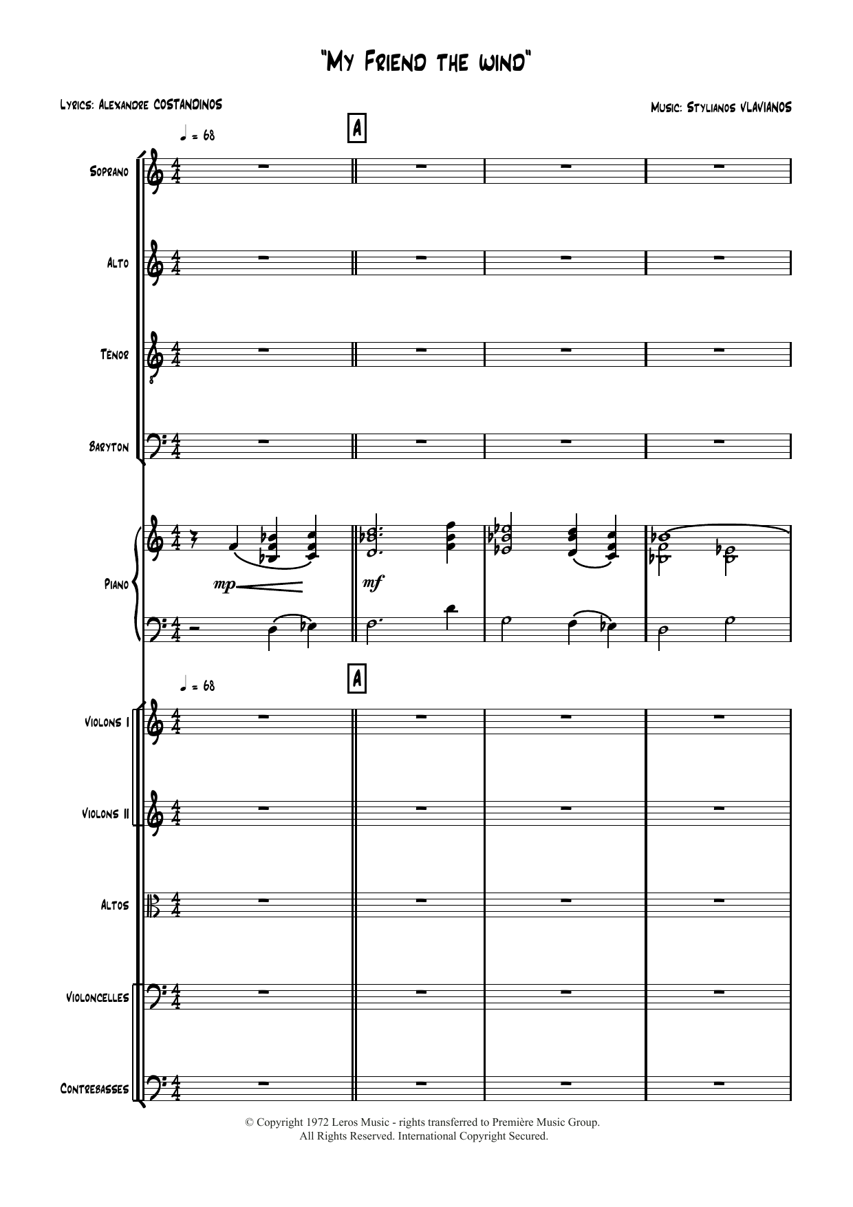 Learn to play Stylianos Vlavianos My Friend The Wind sheet music for Orchestra in minutes. Stylianos Vlavianos My Friend The Wind sheet music notes and chords
