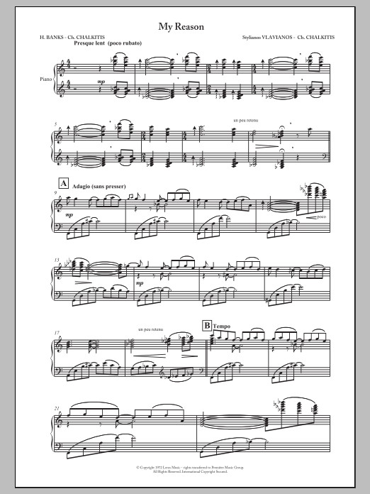 Stylianos Vlavianos My Reason sheet music notes and chords. Download Printable PDF.