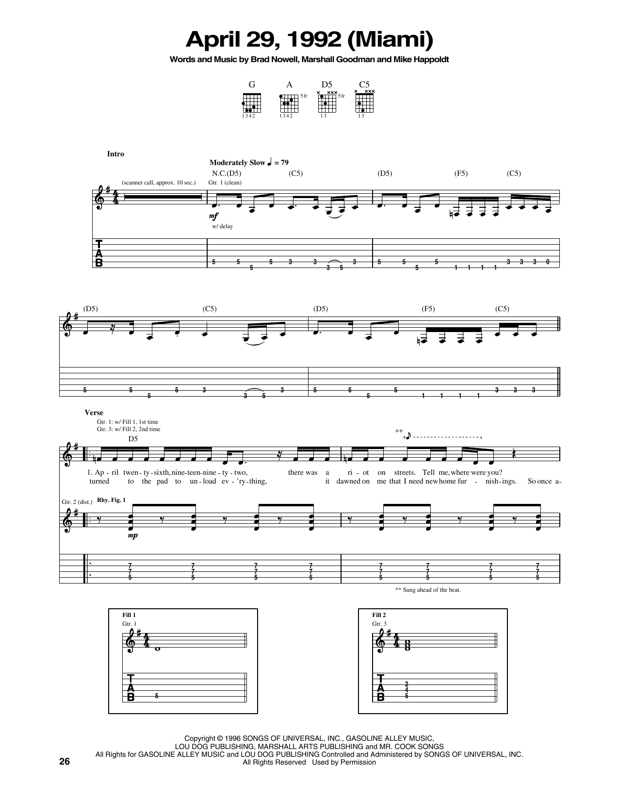 Learn to play Sublime April 29, 1992 (Miami) sheet music for Bass Guitar Tab in minutes. Price: 7.8900$ Sublime April 29, 1992 (Miami) sheet music notes and chords arranged for Bass Guitar Tab