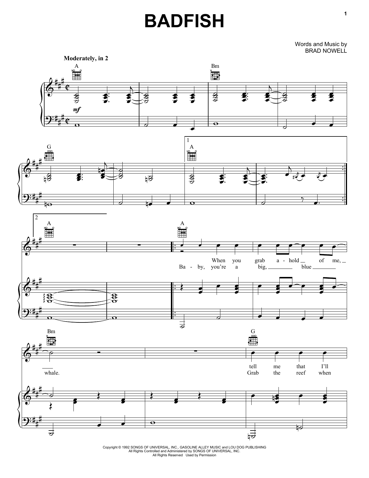 Sublime Badfish sheet music notes and chords. Download Printable PDF.