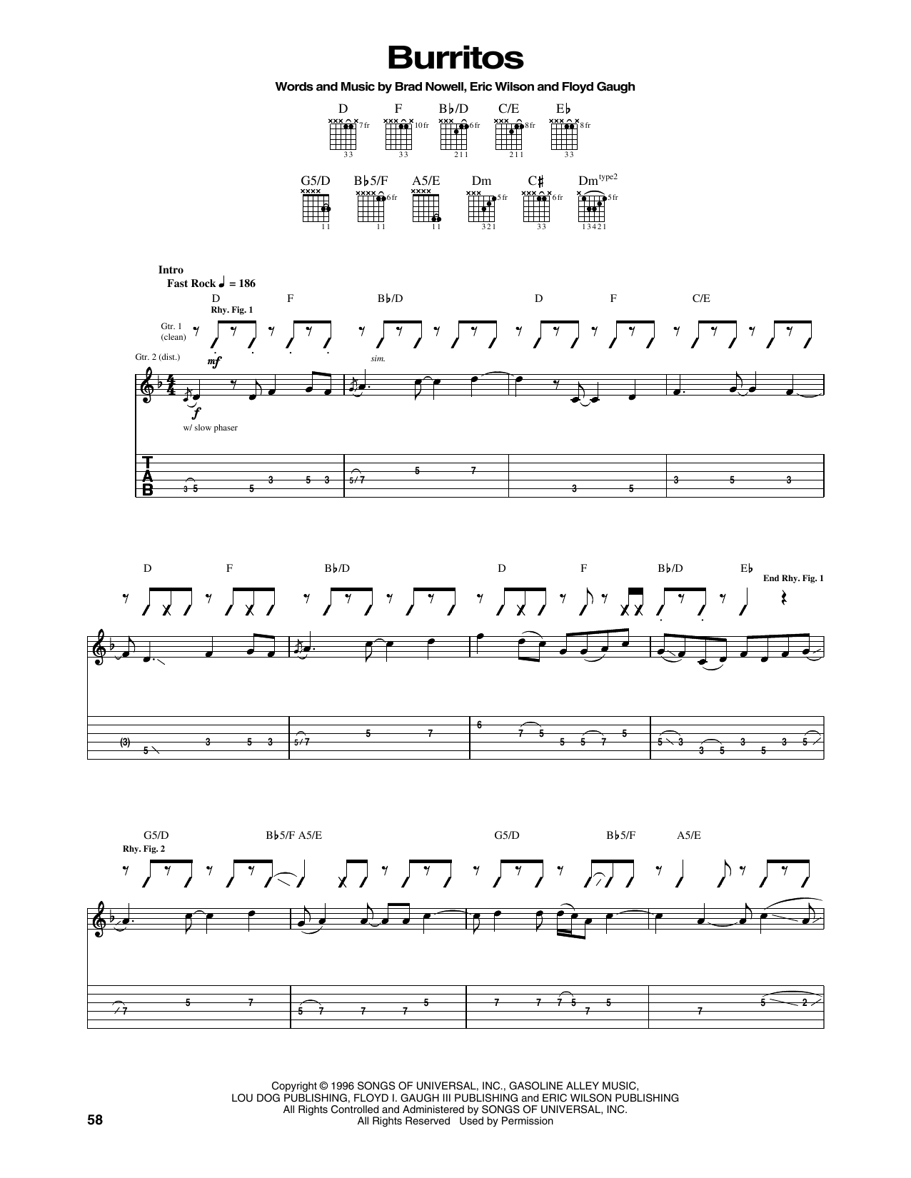 Sublime Burritos sheet music notes and chords. Download Printable PDF.