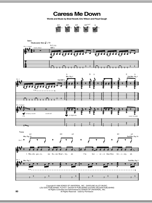 Sublime Caress Me Down sheet music notes and chords. Download Printable PDF.