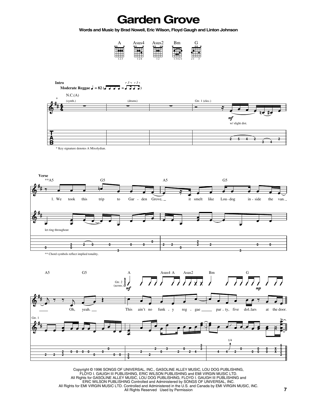 Sublime Garden Grove sheet music notes and chords. Download Printable PDF.