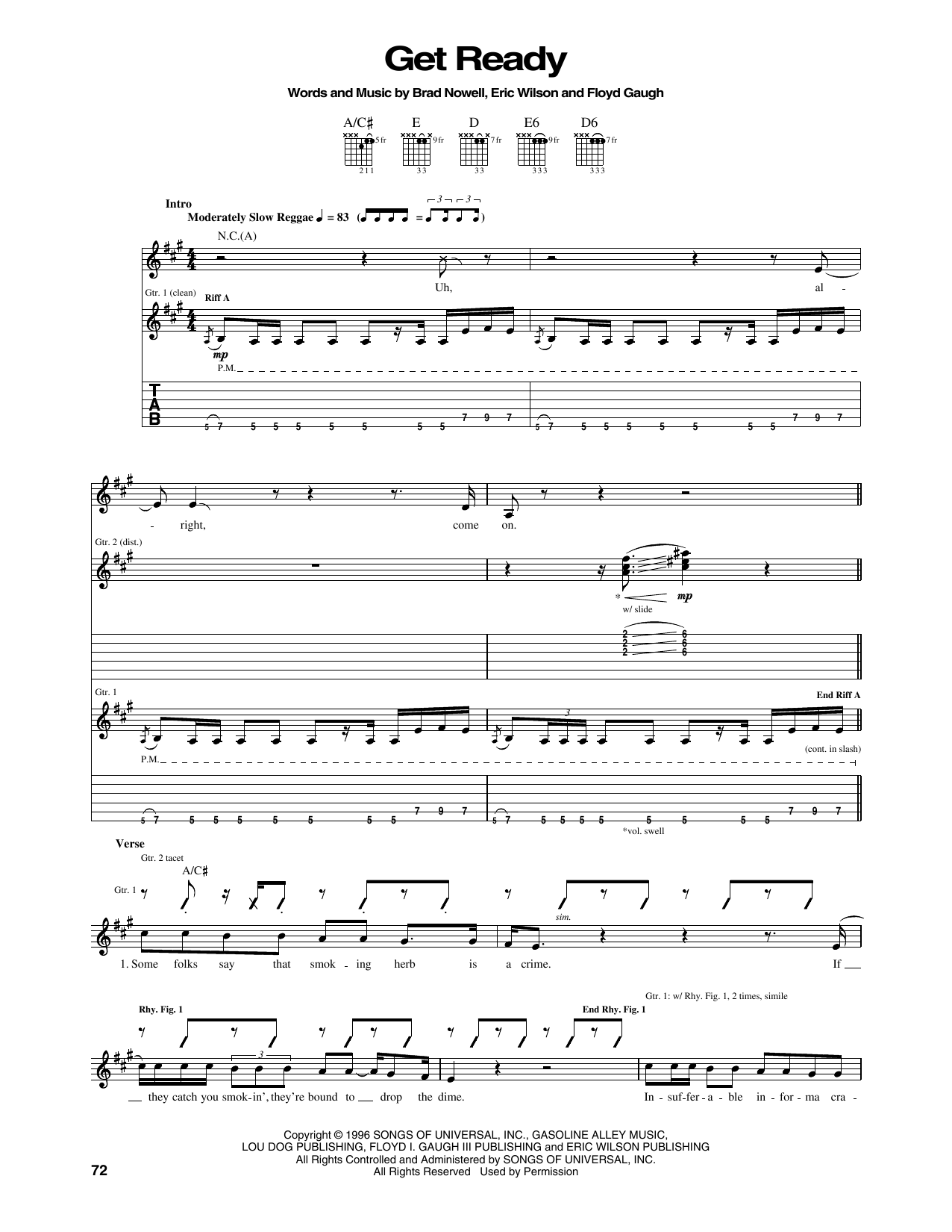 Sublime Get Ready sheet music notes and chords. Download Printable PDF.