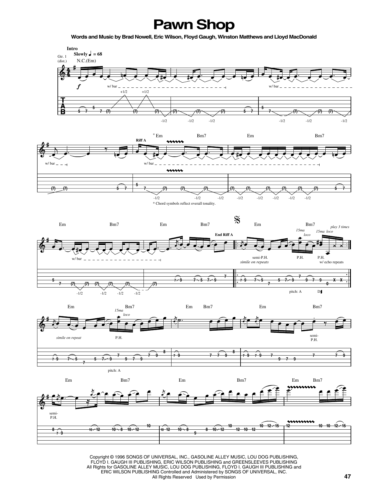 Sublime Pawn Shop sheet music notes and chords. Download Printable PDF.