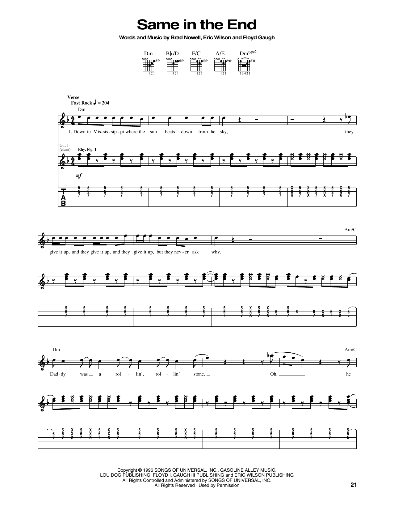 Sublime Same In The End sheet music notes and chords. Download Printable PDF.