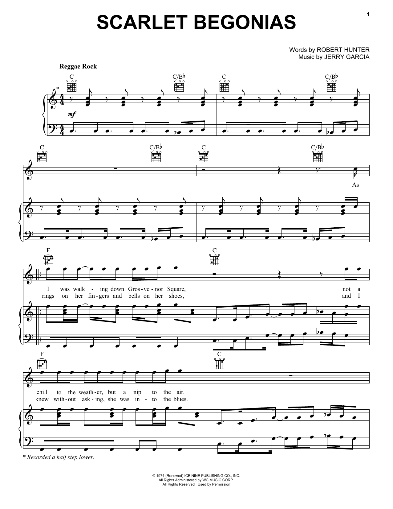 Sublime Scarlet Begonias sheet music notes and chords. Download Printable PDF.