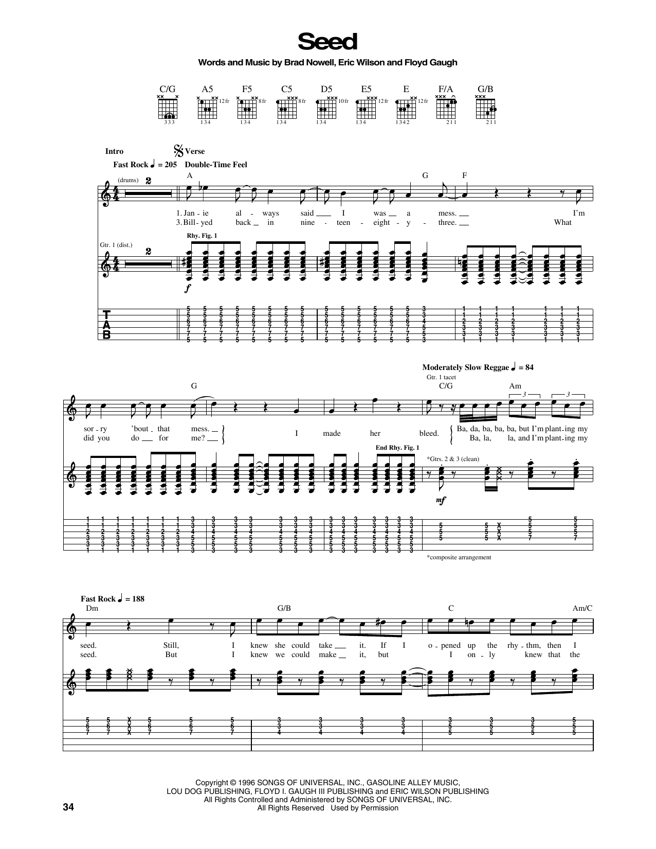 Sublime Seed sheet music notes and chords. Download Printable PDF.