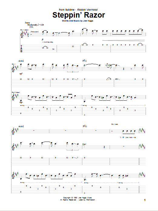 Sublime Steppin' Razor sheet music notes and chords. Download Printable PDF.