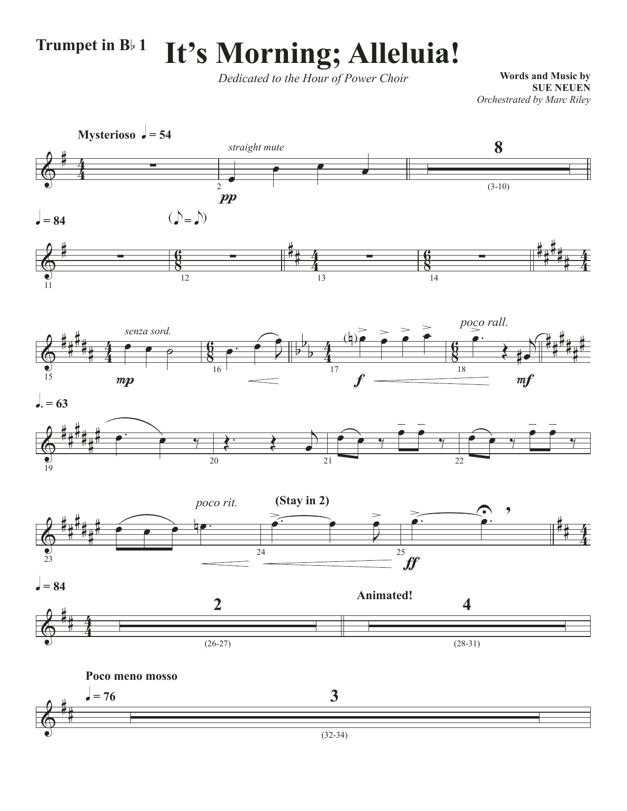 Learn to play Sue Neuen It's Morning; Alleluia! - Trumpet 1 in Bb sheet music for Choir Instrumental Pak in minutes. Sue Neuen It's Morning; Alleluia! - Trumpet 1 in Bb sheet music notes and chords. Download Printable PDF.