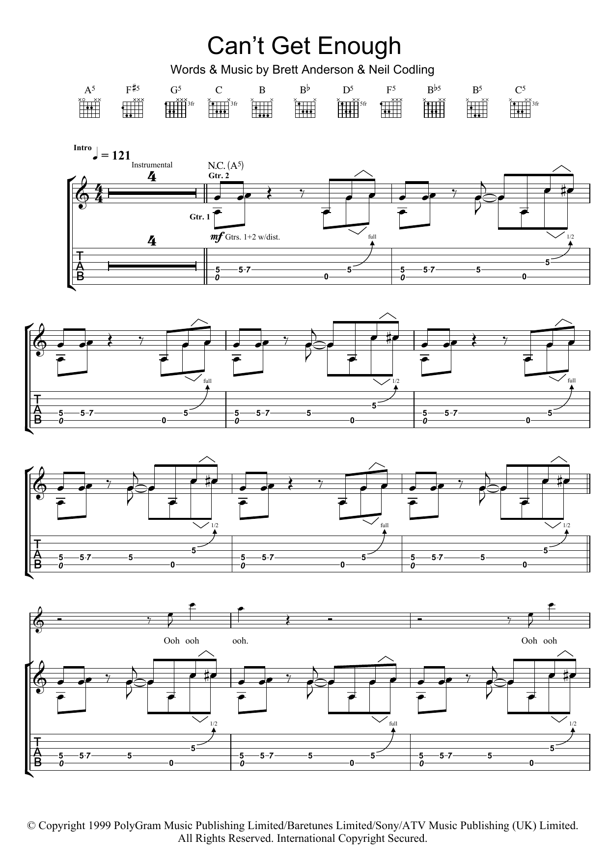 Learn to play Suede Can't Get Enough sheet music for Guitar Tab in minutes. Suede Can't Get Enough sheet music notes and chords. Download Printable PDF.