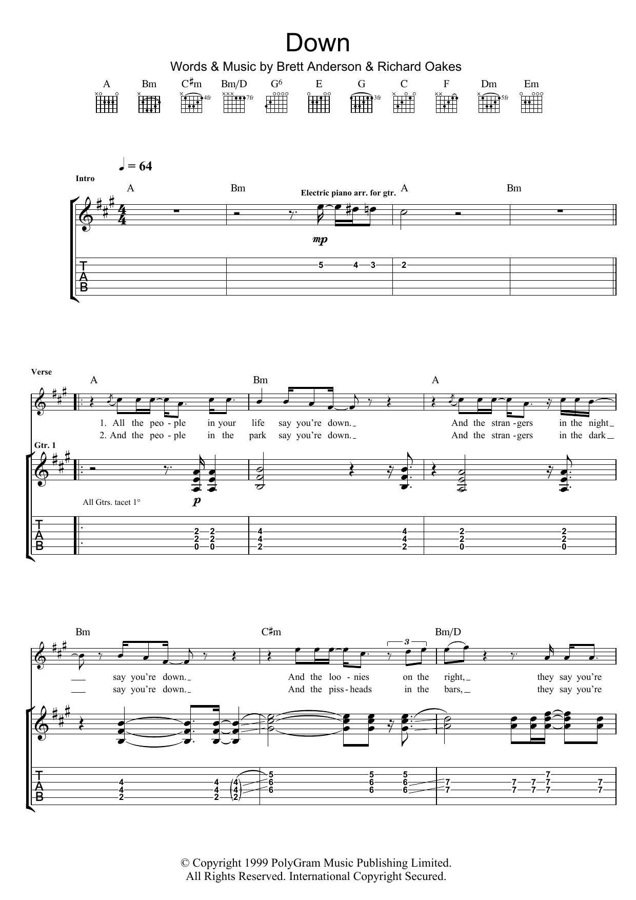 Suede Down sheet music notes and chords. Download Printable PDF.