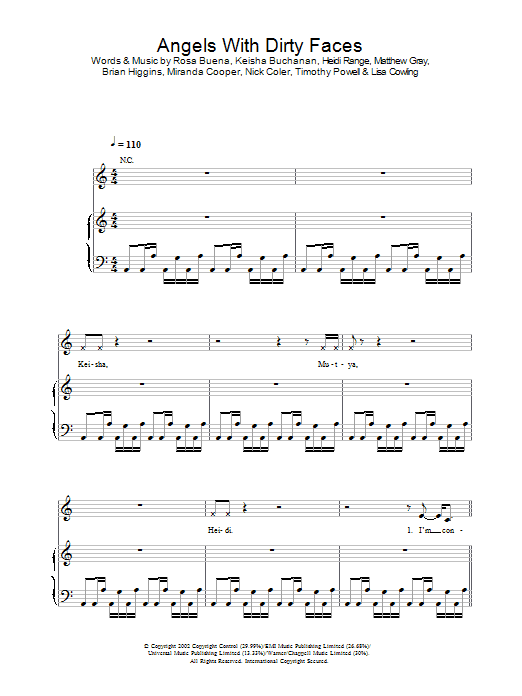 Sugababes Angels With Dirty Faces sheet music notes and chords. Download Printable PDF.