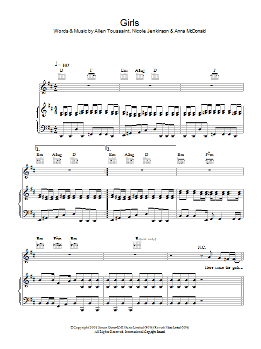 Sugababes Girls sheet music notes and chords. Download Printable PDF.