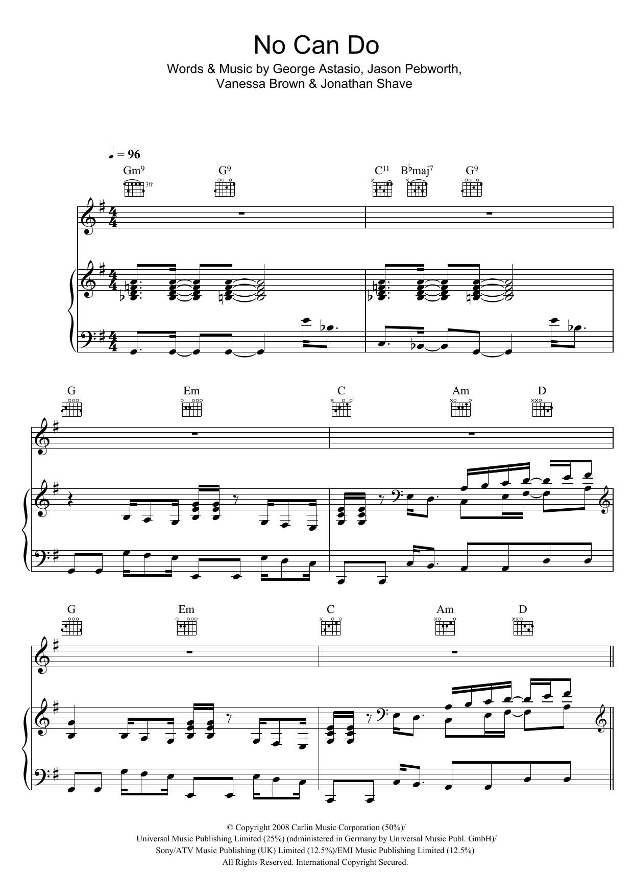 Sugababes No Can Do sheet music notes and chords. Download Printable PDF.