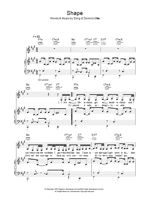 Sugababes Shape sheet music notes and chords. Download Printable PDF.