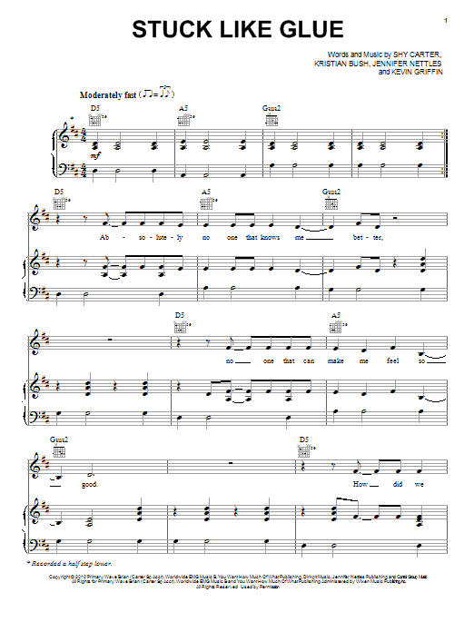 Sugarland Stuck Like Glue sheet music notes and chords. Download Printable PDF.