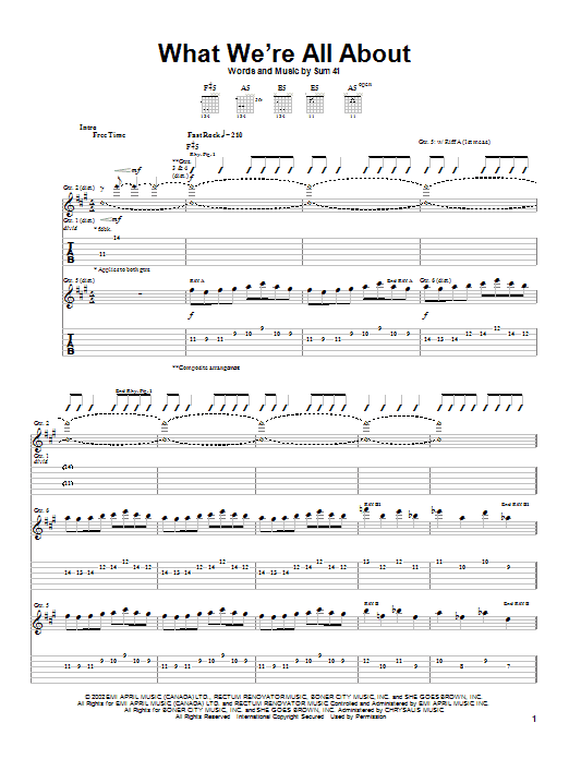 Learn to play Sum 41 What We're All About sheet music for Guitar Tab in minutes. Sum 41 What We're All About sheet music notes and chords