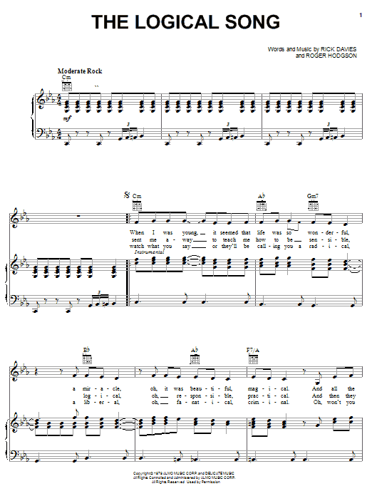 Supertramp The Logical Song sheet music notes and chords. Download Printable PDF.