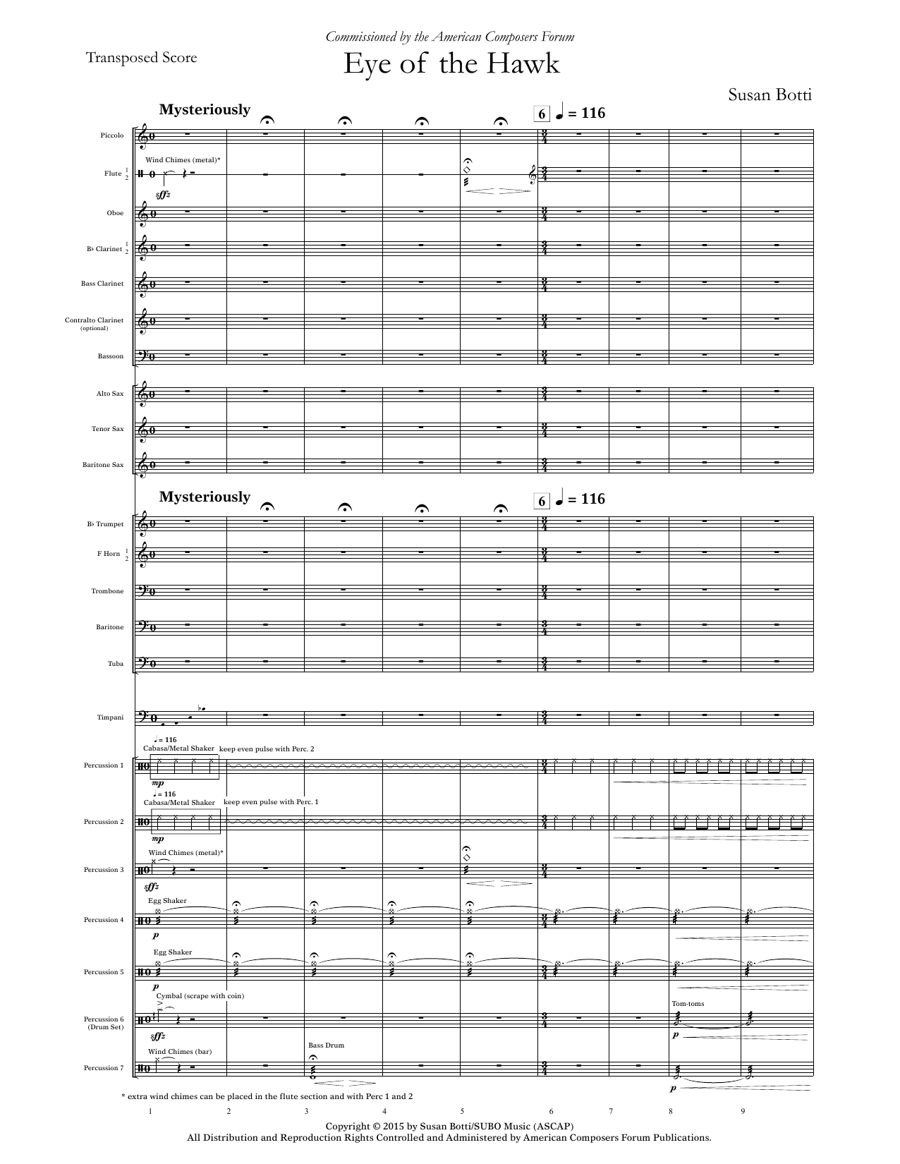 Learn to play Susan Botti Eye of the Hawk - Conductor sheet music for Concert Band in minutes. Price: 5.9900$ Susan Botti Eye of the Hawk - Conductor sheet music notes and chords arranged for Concert Band