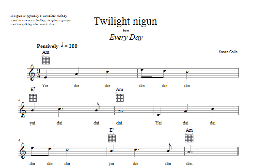 Susan Colin Twilight Nigun sheet music notes and chords. Download Printable PDF.