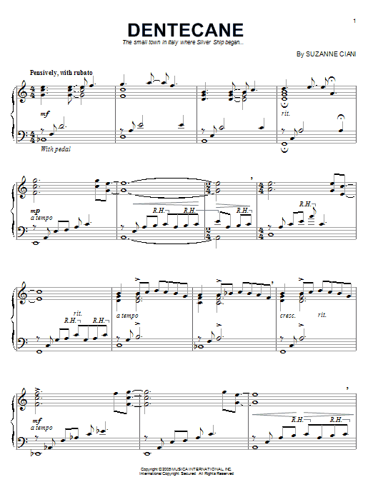 Suzanne Ciani Dentecane sheet music notes and chords. Download Printable PDF.
