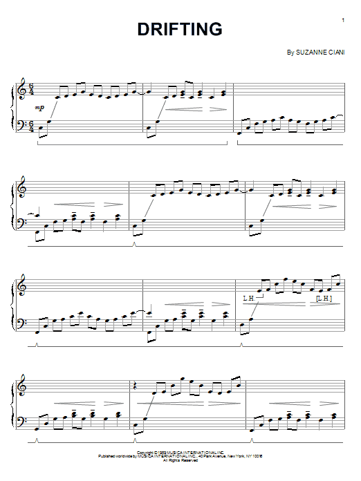 Suzanne Ciani Drifting sheet music notes and chords. Download Printable PDF.