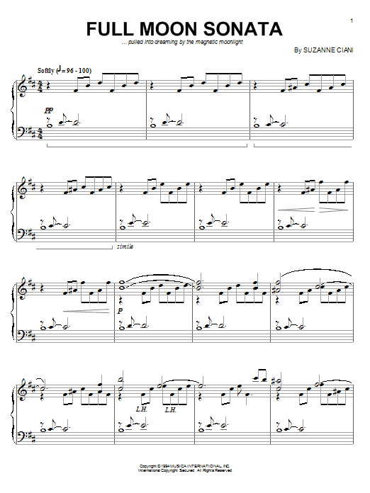 Suzanne Ciani Full Moon Sonata sheet music notes and chords. Download Printable PDF.