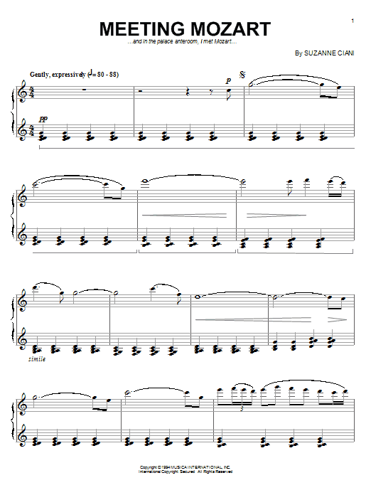 Suzanne Ciani Meeting Mozart sheet music notes and chords. Download Printable PDF.