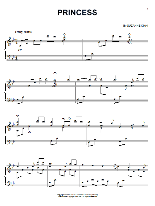 Learn to play Suzanne Ciani Princess sheet music for Piano Solo in minutes. Suzanne Ciani Princess sheet music notes and chords. Download Printable PDF.