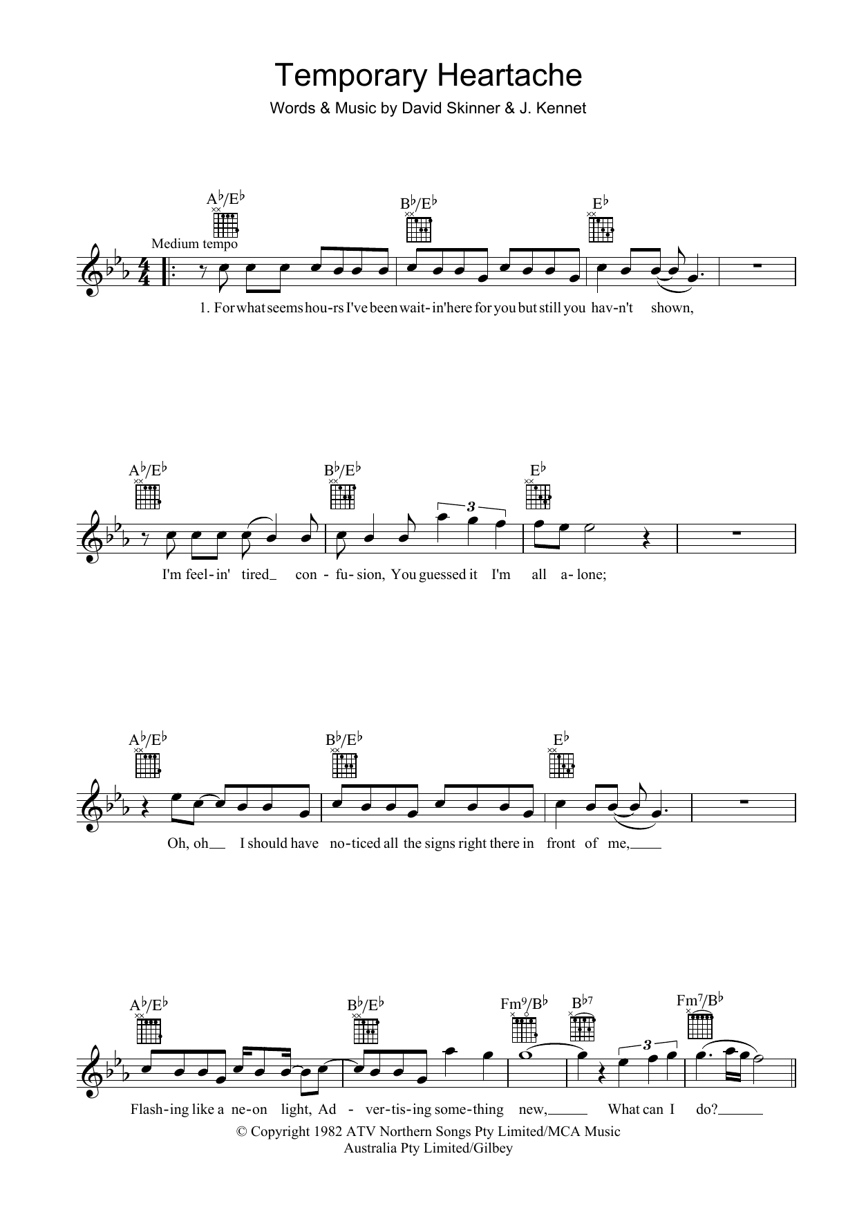 Swanee Temporary Heartache sheet music notes and chords. Download Printable PDF.