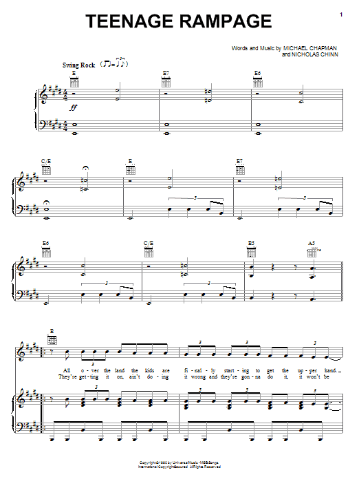 Sweet Teenage Rampage sheet music notes and chords. Download Printable PDF.