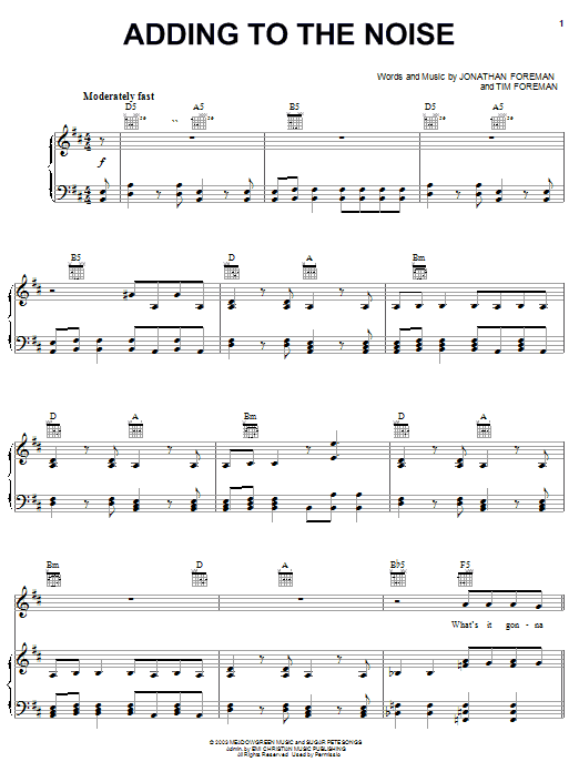 Switchfoot Adding To The Noise sheet music notes and chords. Download Printable PDF.