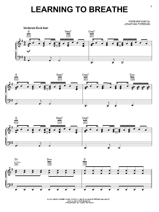 Switchfoot Learning To Breathe sheet music notes and chords. Download Printable PDF.