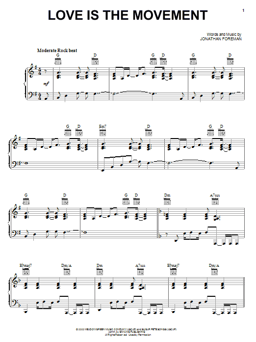 Switchfoot Love Is The Movement sheet music notes and chords. Download Printable PDF.