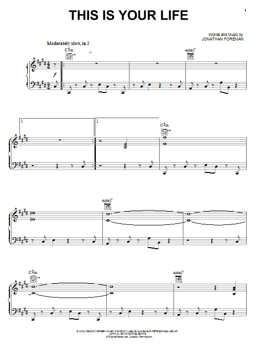 Switchfoot This Is Your Life sheet music notes and chords. Download Printable PDF.