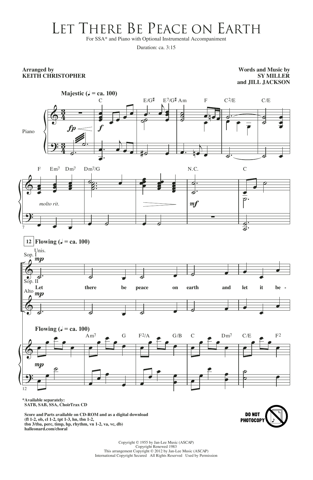 Sy Miller and Jill Jackson Let There Be Peace On Earth (arr. Keith Christopher) sheet music notes and chords. Download Printable PDF.