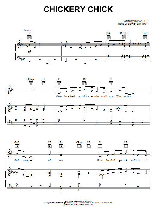 Sylvia Dee Chickery Chick sheet music notes and chords. Download Printable PDF.