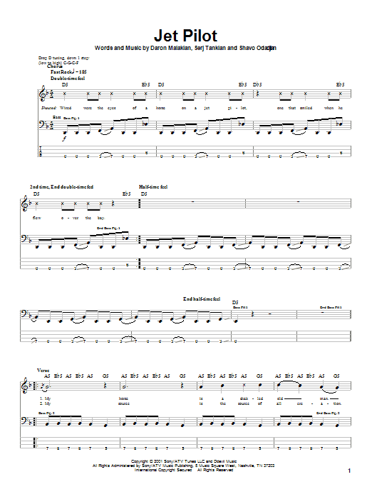 Learn to play System Of A Down Jet Pilot sheet music for Bass Guitar Tab in minutes. Price: 7.8900$ System Of A Down Jet Pilot sheet music notes and chords arranged for Bass Guitar Tab