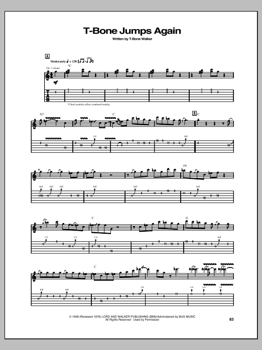 T-Bone Walker T-Bone Jumps Again sheet music notes and chords. Download Printable PDF.