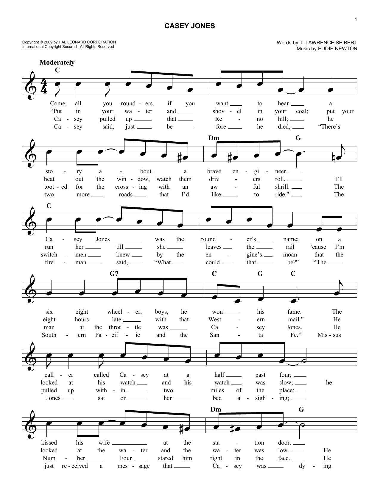 T. Lawrence Seibert Casey Jones sheet music notes and chords. Download Printable PDF.