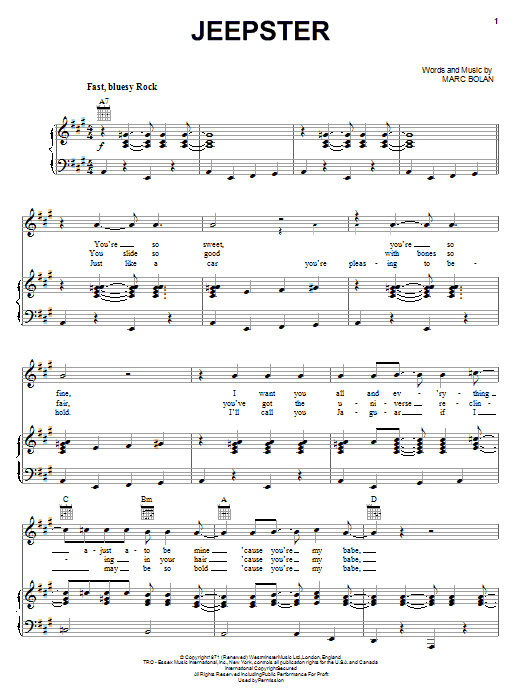 Learn to play T. Rex Jeepster sheet music for Guitar Tab in minutes. T. Rex Jeepster sheet music notes and chords