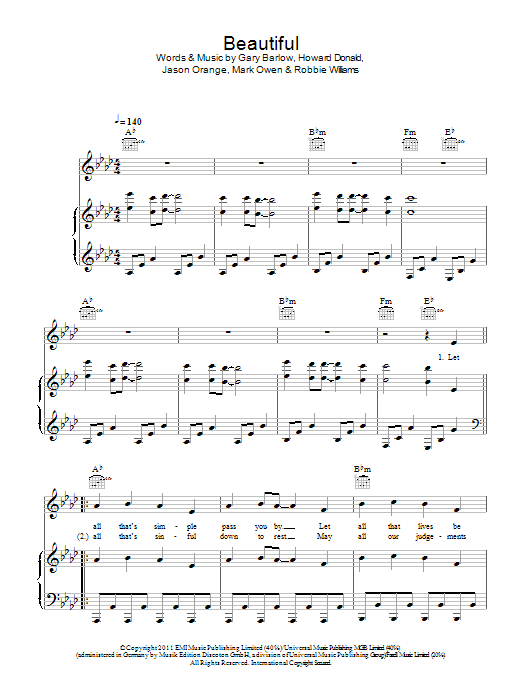 Take That Beautiful sheet music notes and chords. Download Printable PDF.